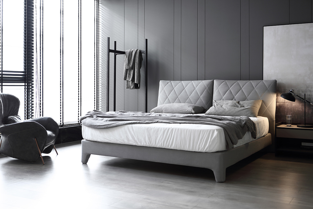灰色布艺床（图ZMjQxNzM0NDAw） - 家装设计 - 站酷设计师黑白灰主旋律原创素材 - 站酷ZCOOL