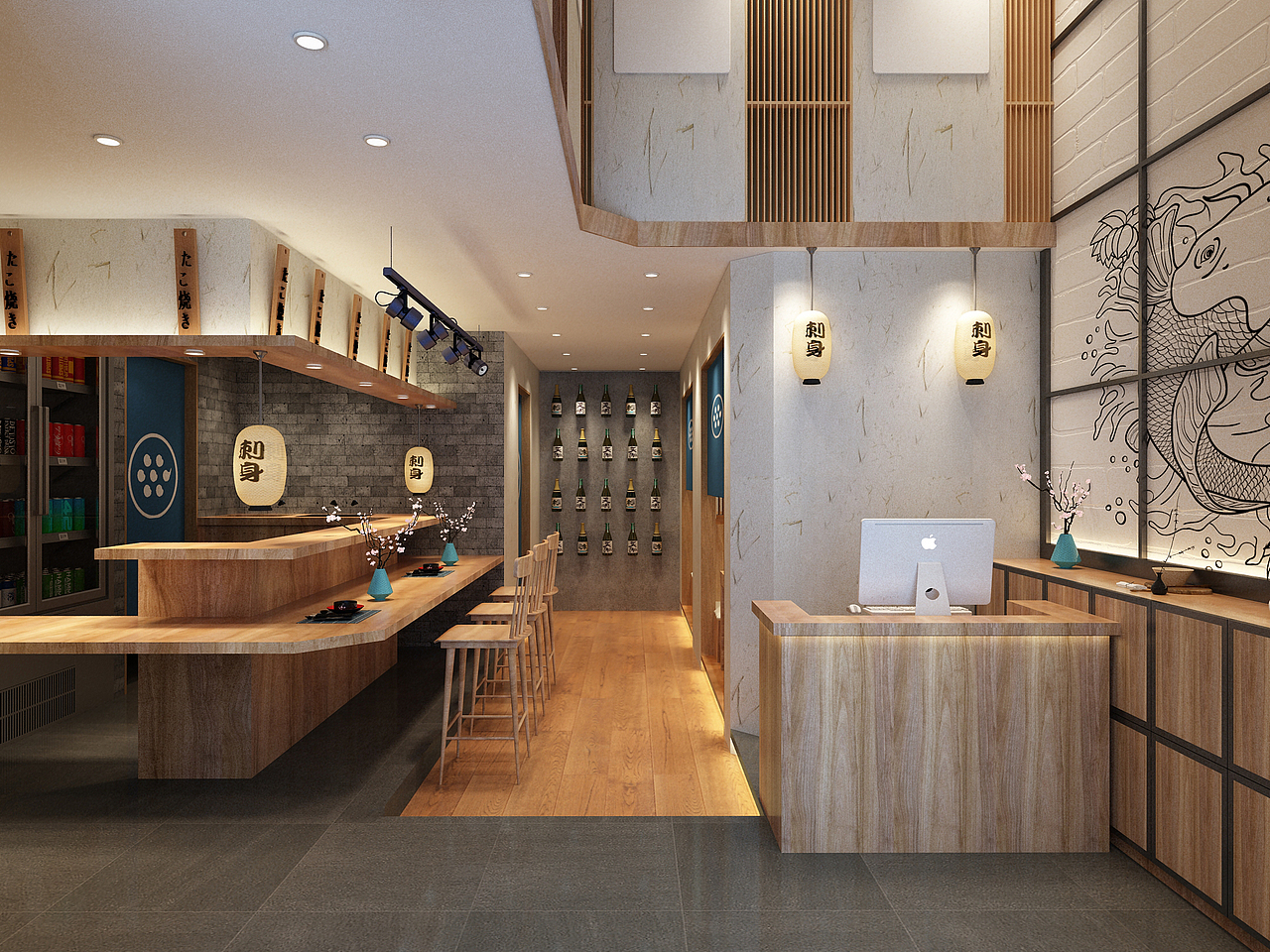 设计师刚做的 日式餐厅效果图，欢迎点评（图ZMTcyMzg2Nzgw） - 家装设计 - 站酷设计师13225818589林潇原创素材 - 站酷ZCOOL