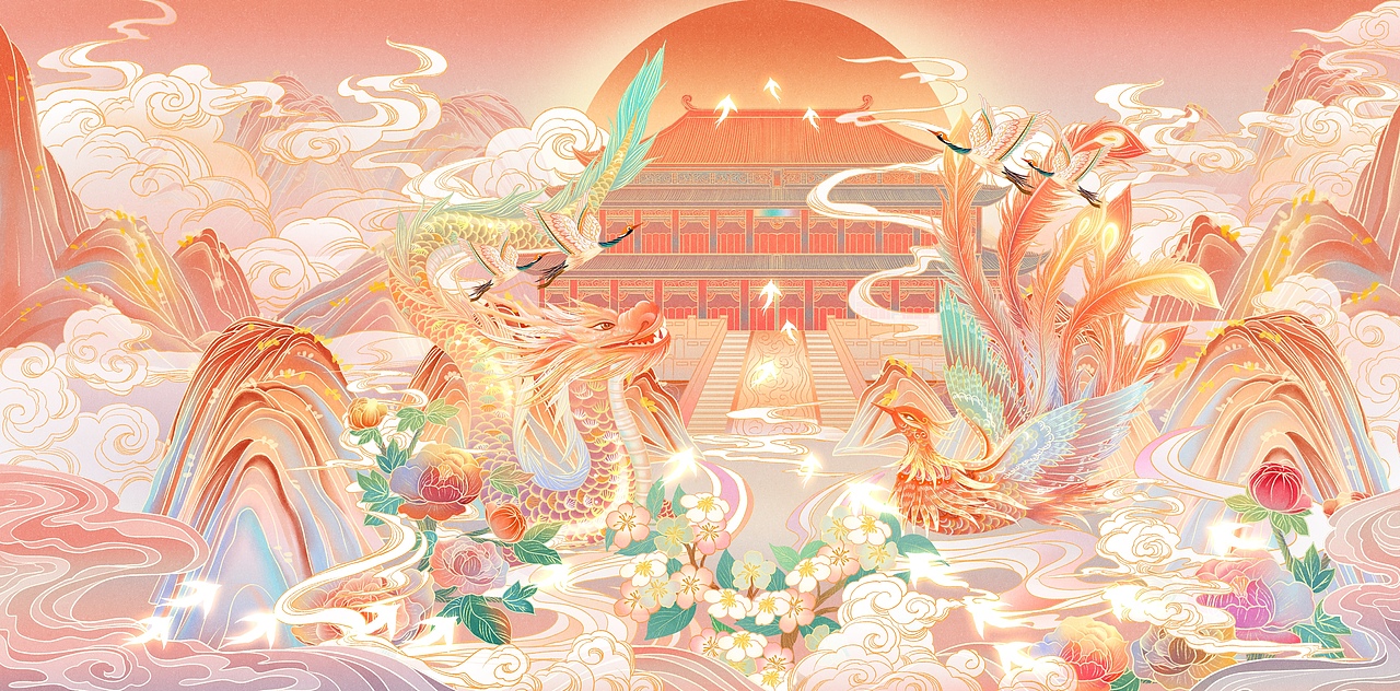 oppo乐划锁屏插画大赏——国潮风龙飞凤舞