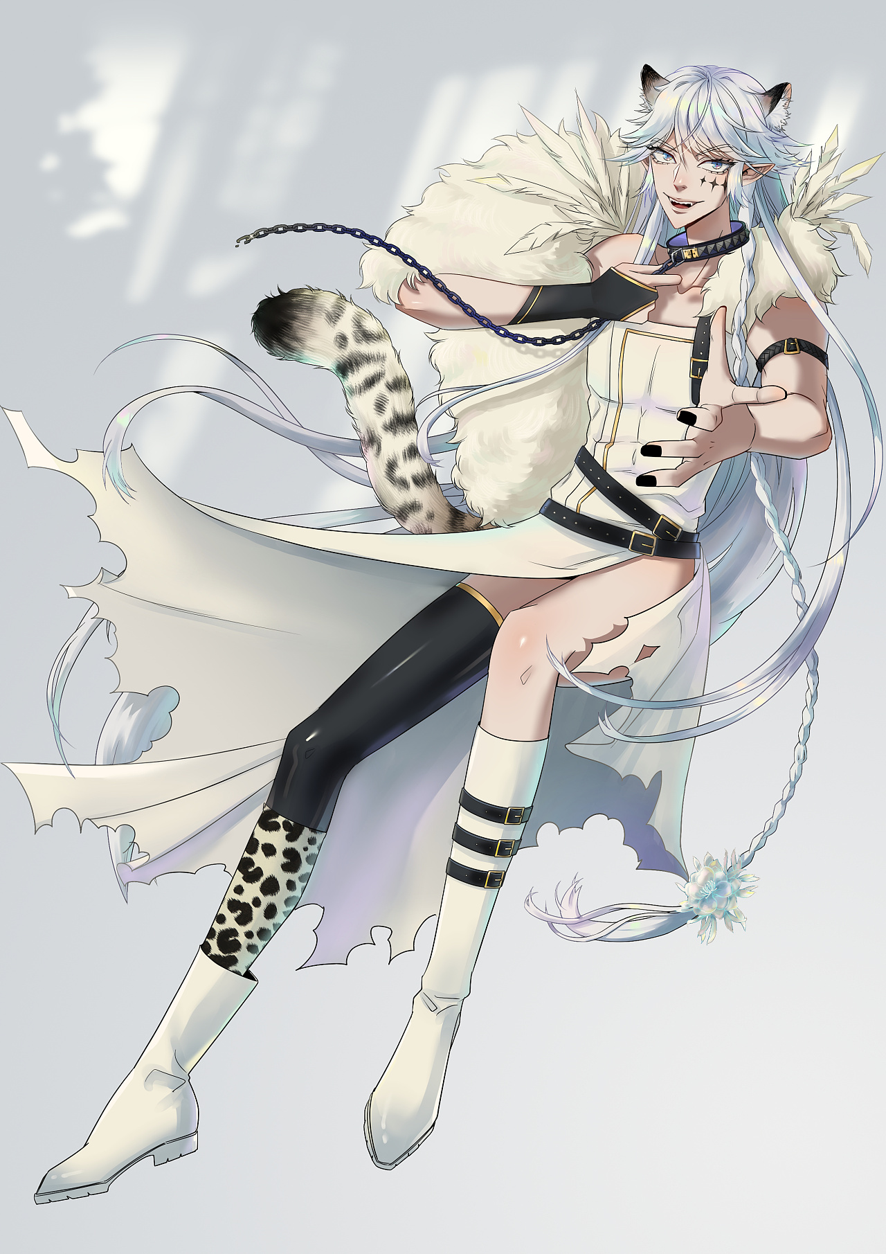 雪豹的尾巴萌萌的