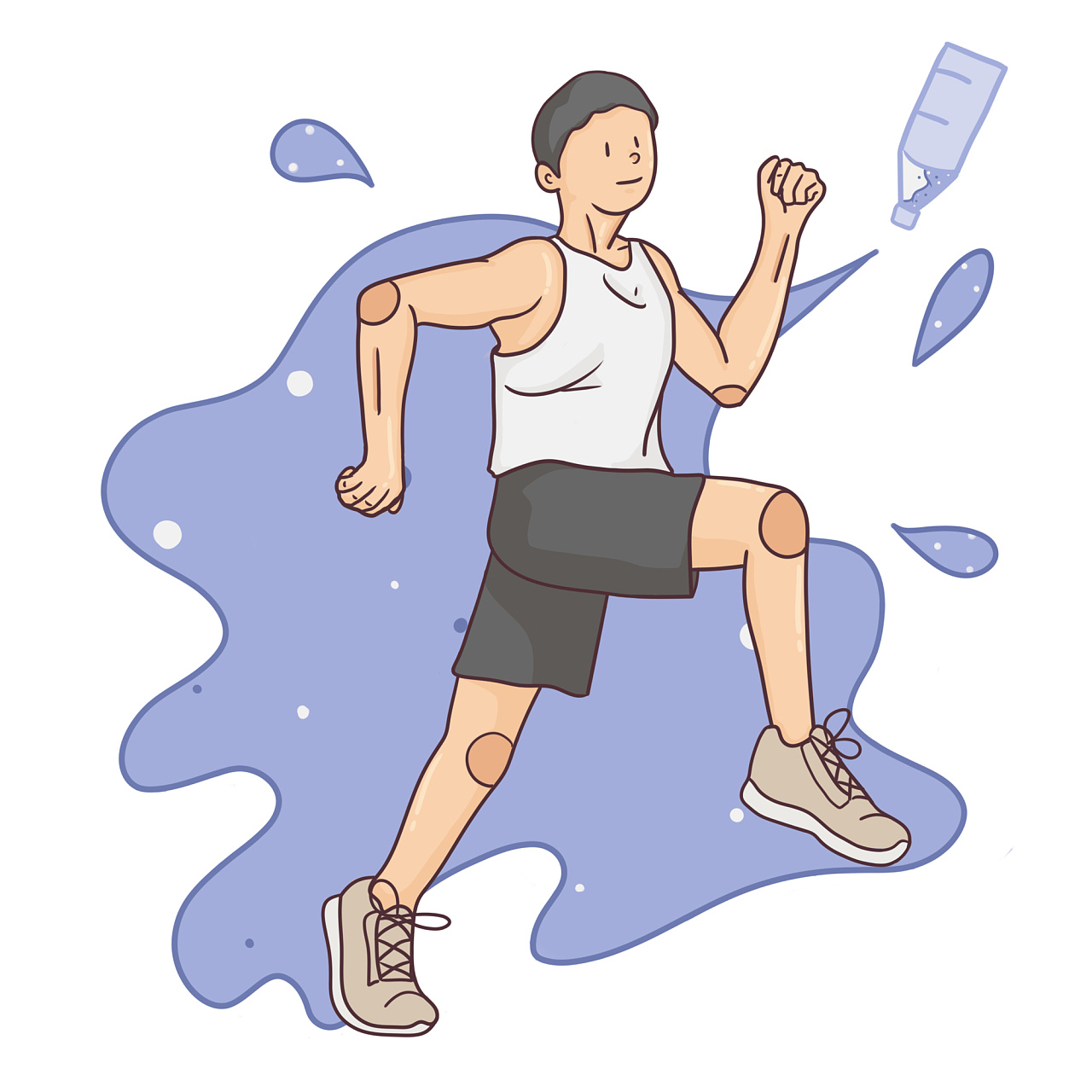 全民健康健身跑步锻炼卡通手绘插画图片-千库网