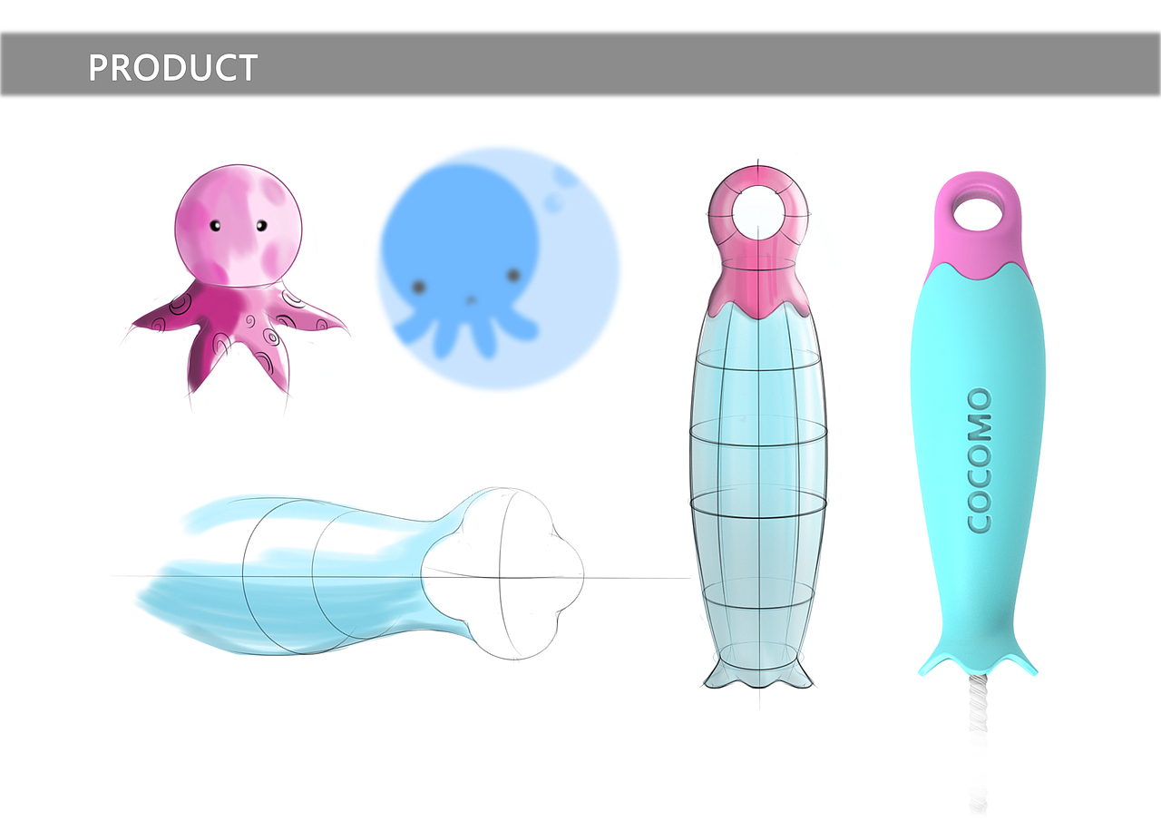 几组万向植毛奶瓶刷的设计