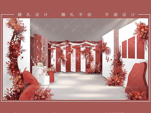 【拾壹婚礼】红白色新中式婚礼效果图