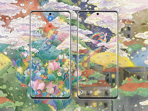 乐划锁屏创意插画