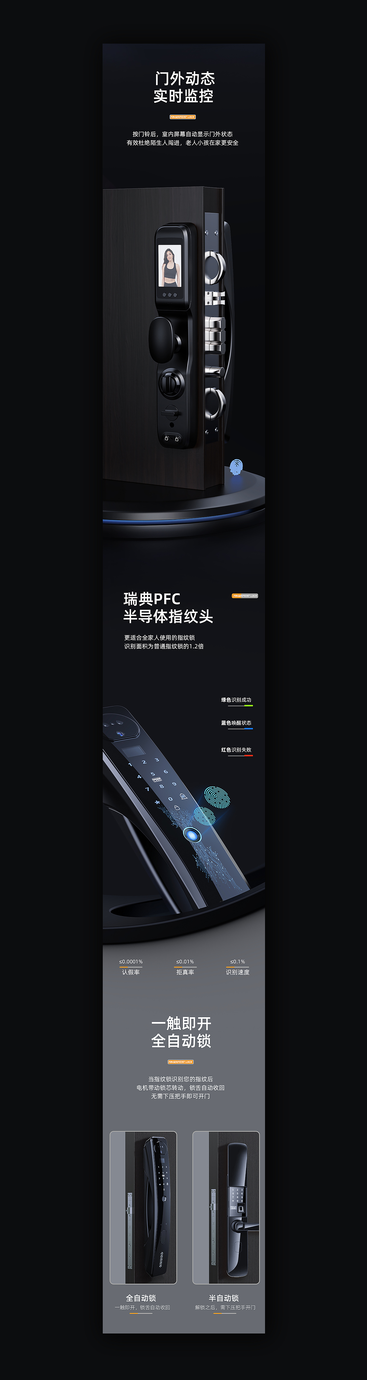 智能指纹锁详情页面&产品渲染