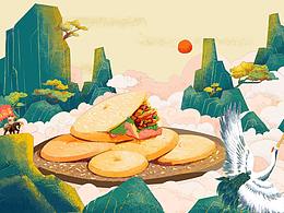 福建光饼插画包装