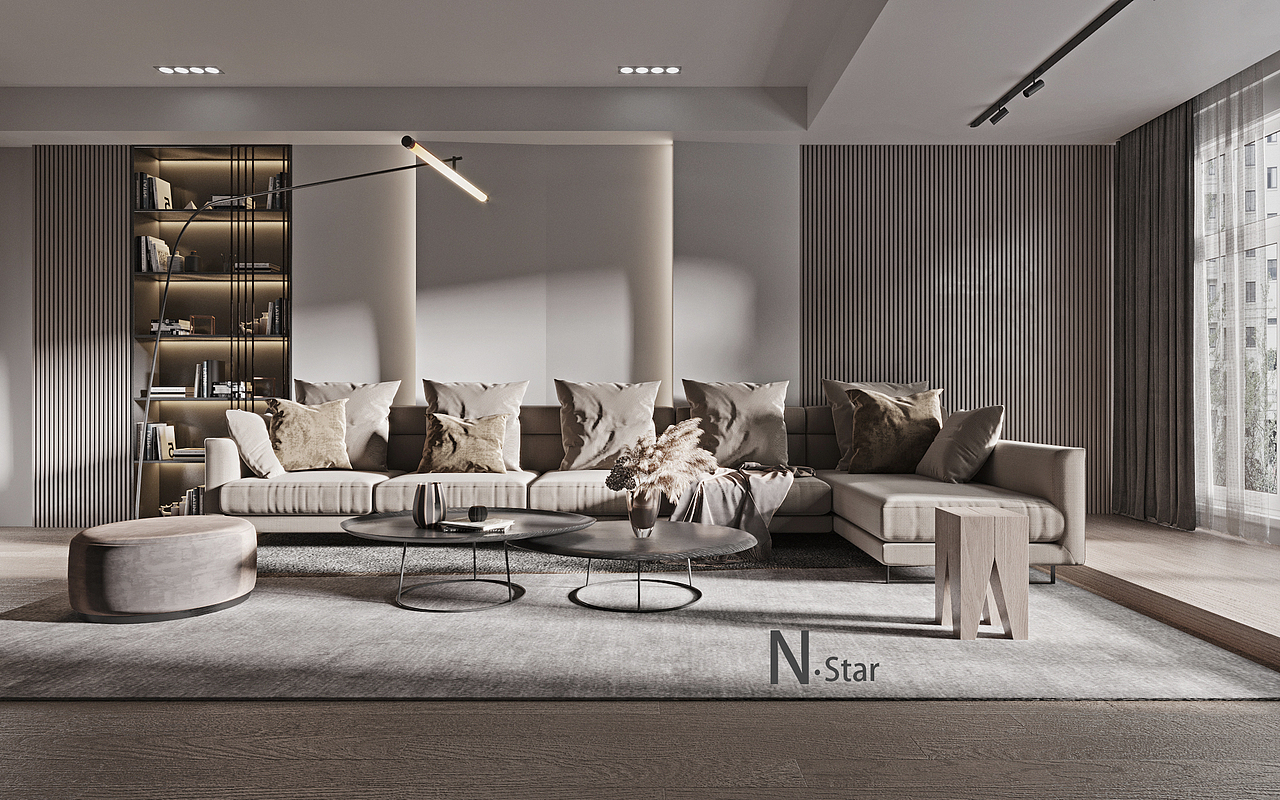 现代侘寂风客餐厅（图ZMjM2MTA1MTA0） - 家装设计 - 站酷设计师norman八块原创素材 - 站酷ZCOOL