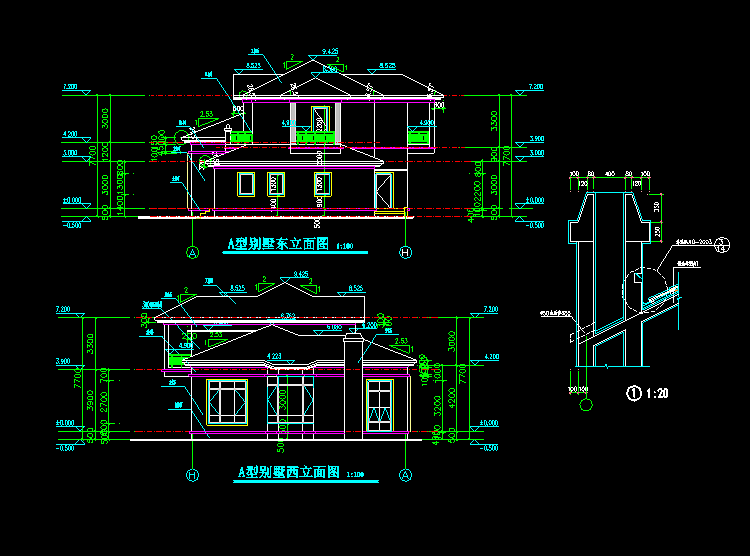办公别墅建筑设计CAD施工图