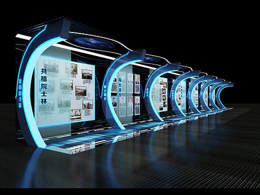 科技院士走廊设计展示展览设计3D效果图