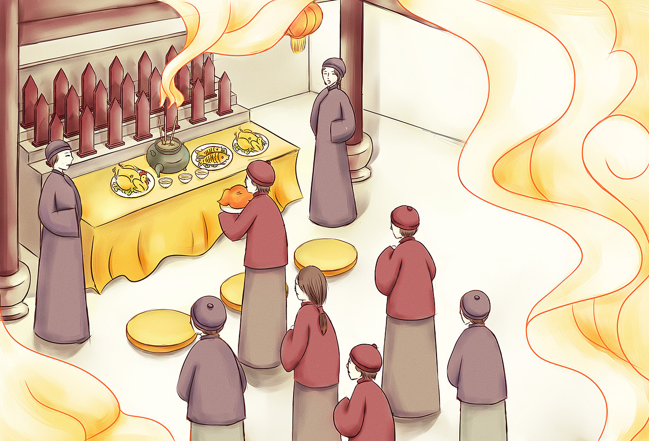 当代客家祭祖活动插画设计_西子mili-站酷zcool