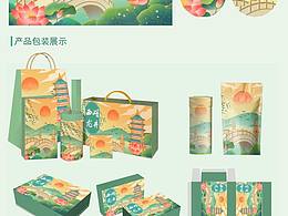西湖龙井茶包装插画设计
