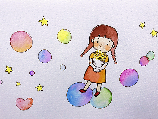 临摹夏七酱水彩小画