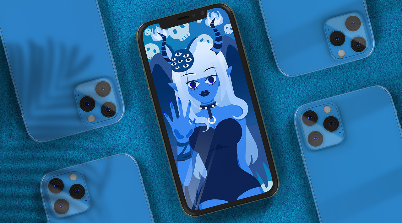 魔女夜访——蓝色系鬼怪壁纸