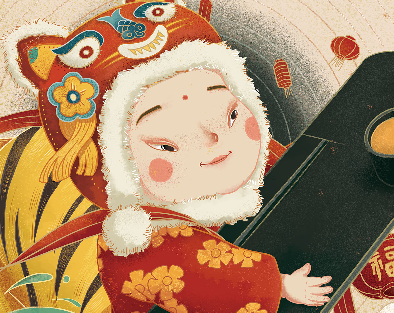 虎年-国风线性插画（图ZMjk1NjU5OTAw） - 商业插画 - 站酷设计师一颗白菜啊原创素材 - 站酷ZCOOL