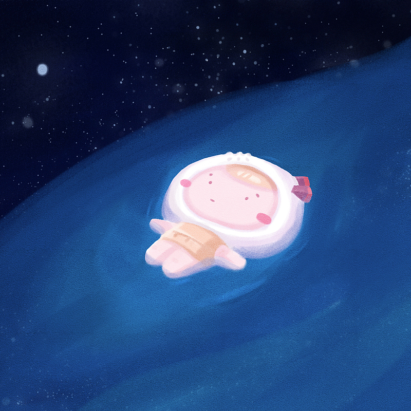 学了下中下游的画风,涂鸦了一把,哈哈,请静静的陪我一起躺着看星星