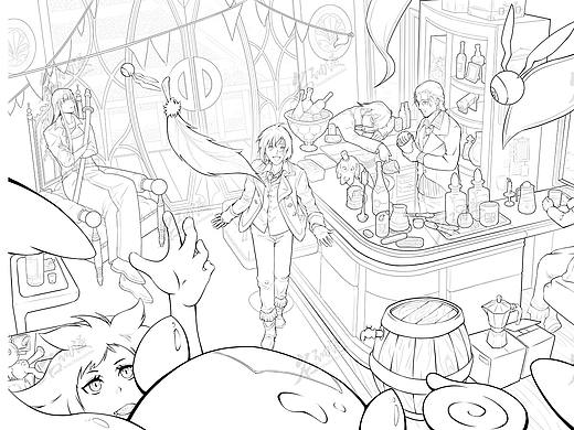 名动漫网络插画班线稿作品