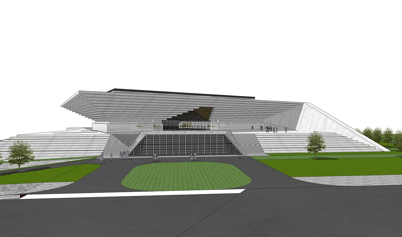 文化馆建筑设计su模型下载