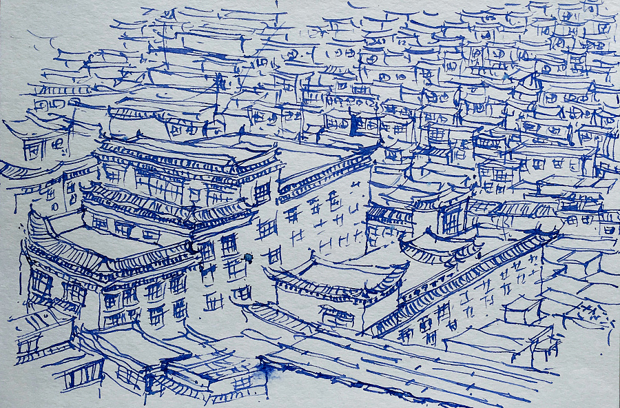 写生色达和拉卜楞寺