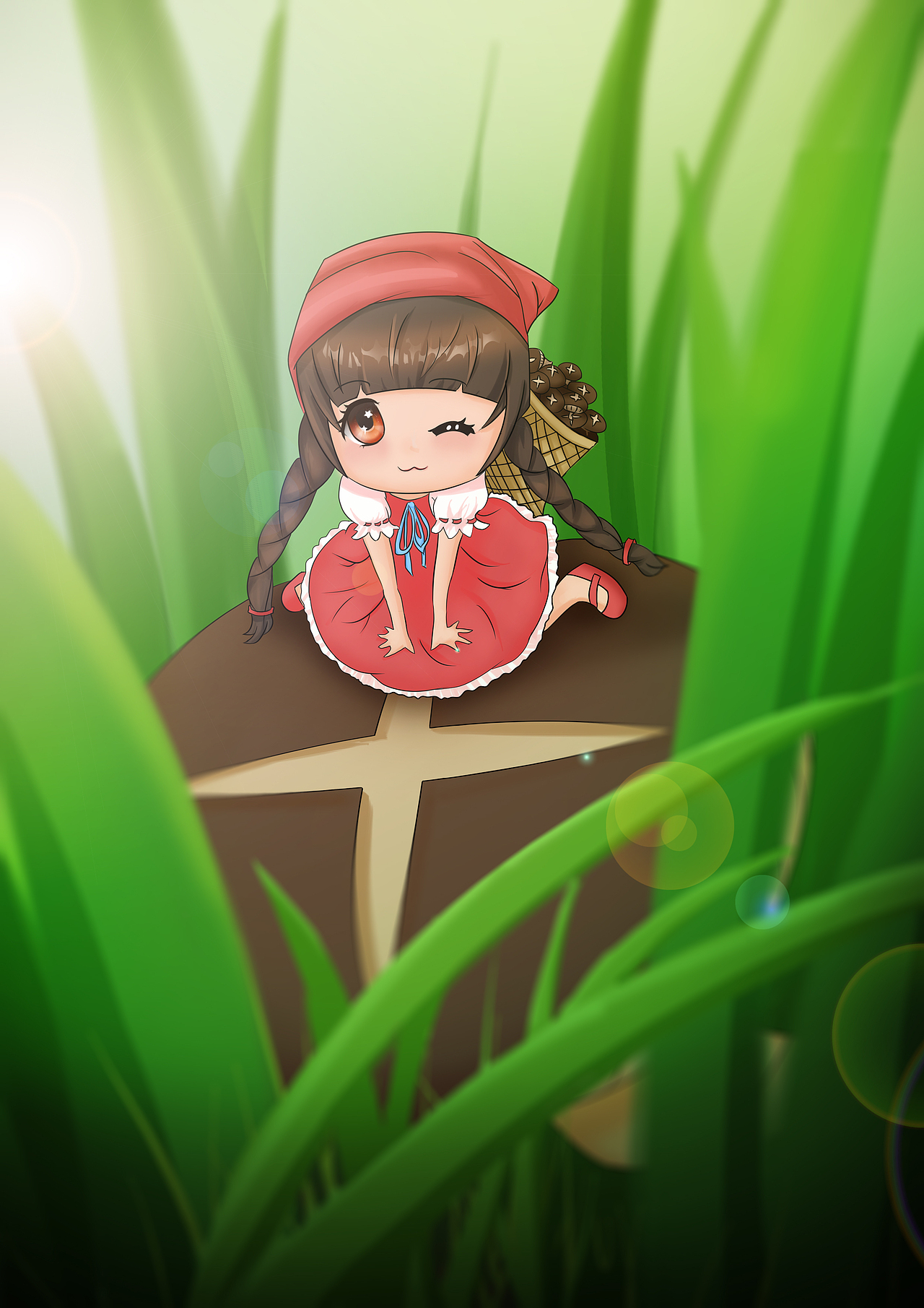 采蘑菇的小姑娘