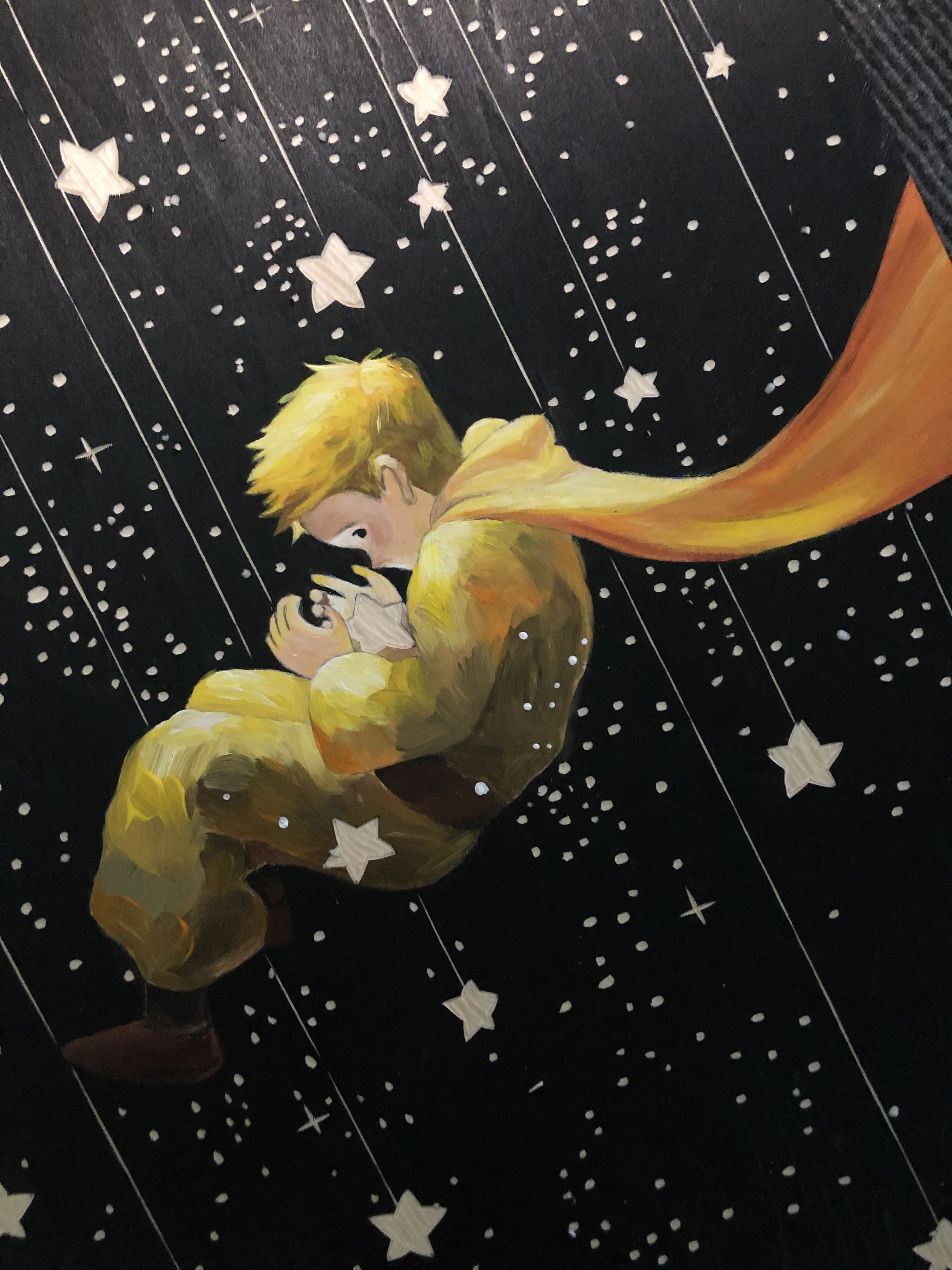 手工定制油画《小王子》油画 木版画