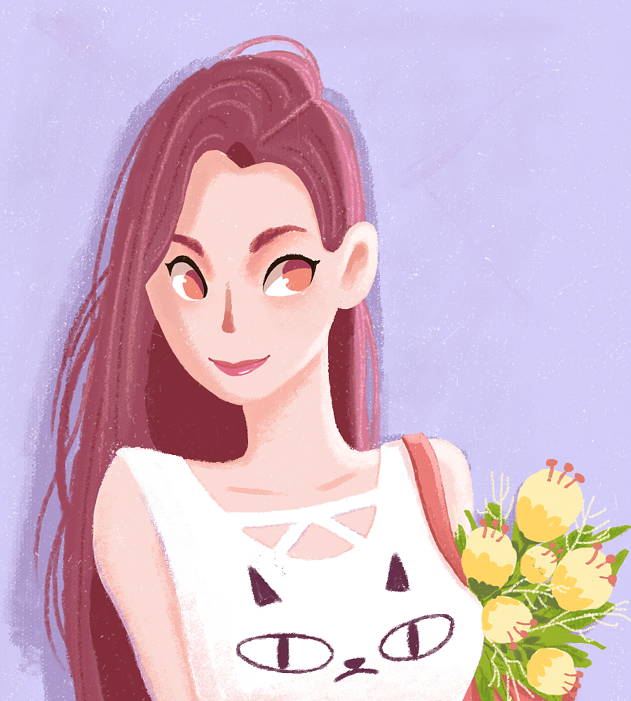 女孩和花（图ZOTUzOTg4NjA=） - 创作习作 - 站酷设计师游目四荒原创素材 - 站酷ZCOOL