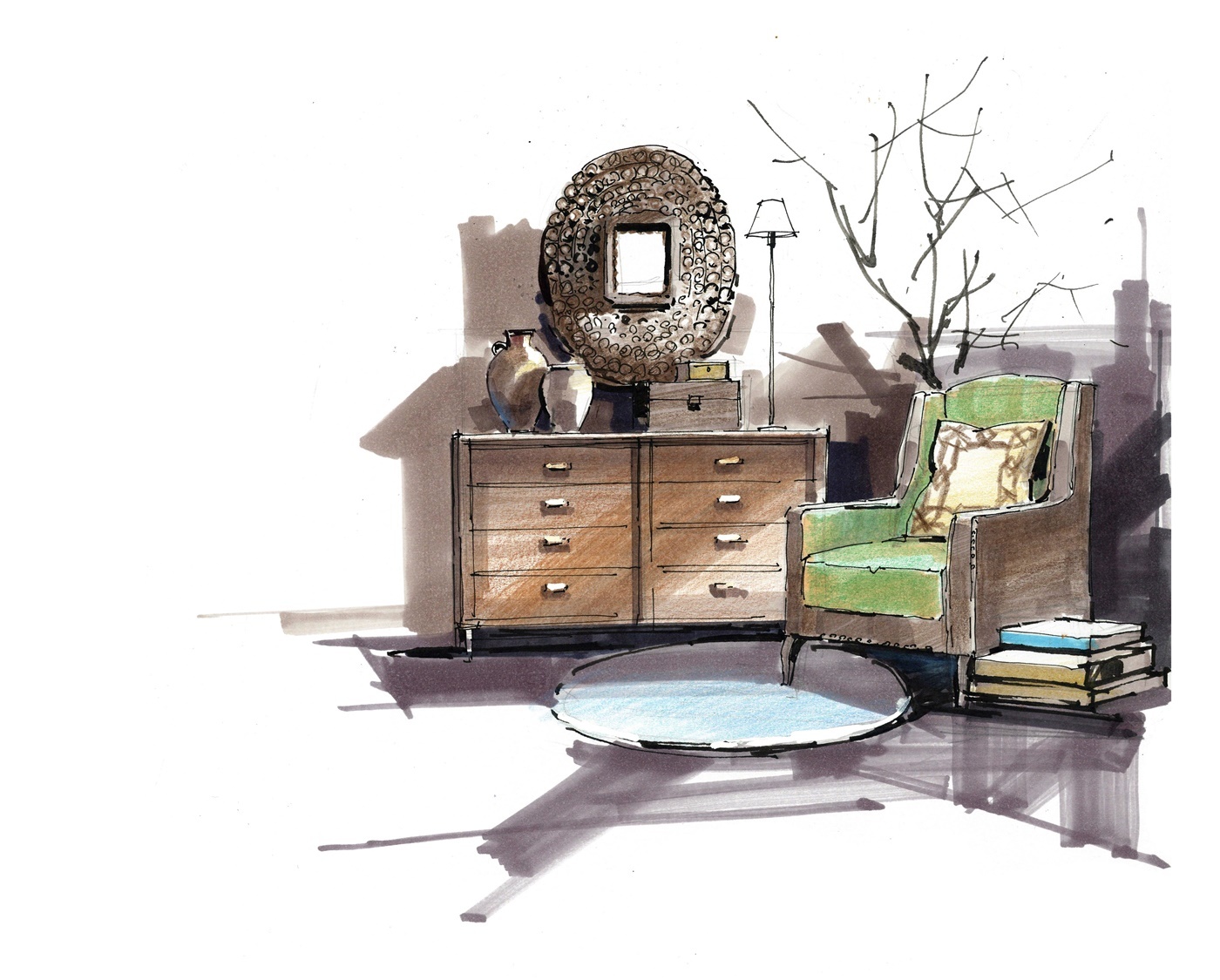 陈红卫老师,沙沛老师马克笔色彩作品分享