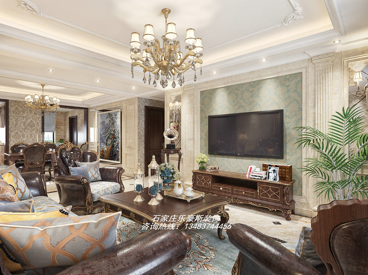 新乐文荣鑫城168㎡古典美式效果案例（图ZOTk4OTExMDQ=） - 家装设计 - 站酷设计师LOHAS王达原创素材 - 站酷ZCOOL