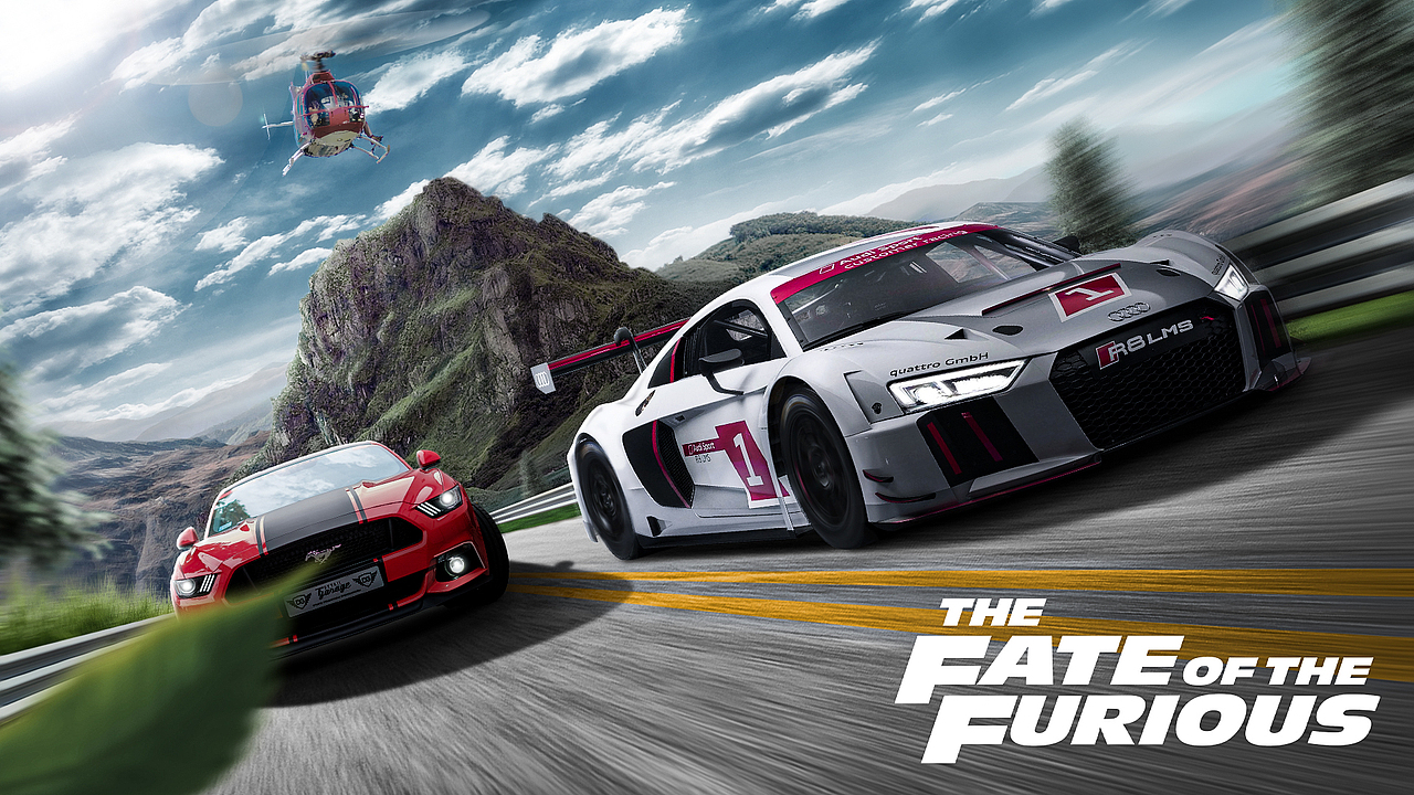 赛车竞速合成海报X1