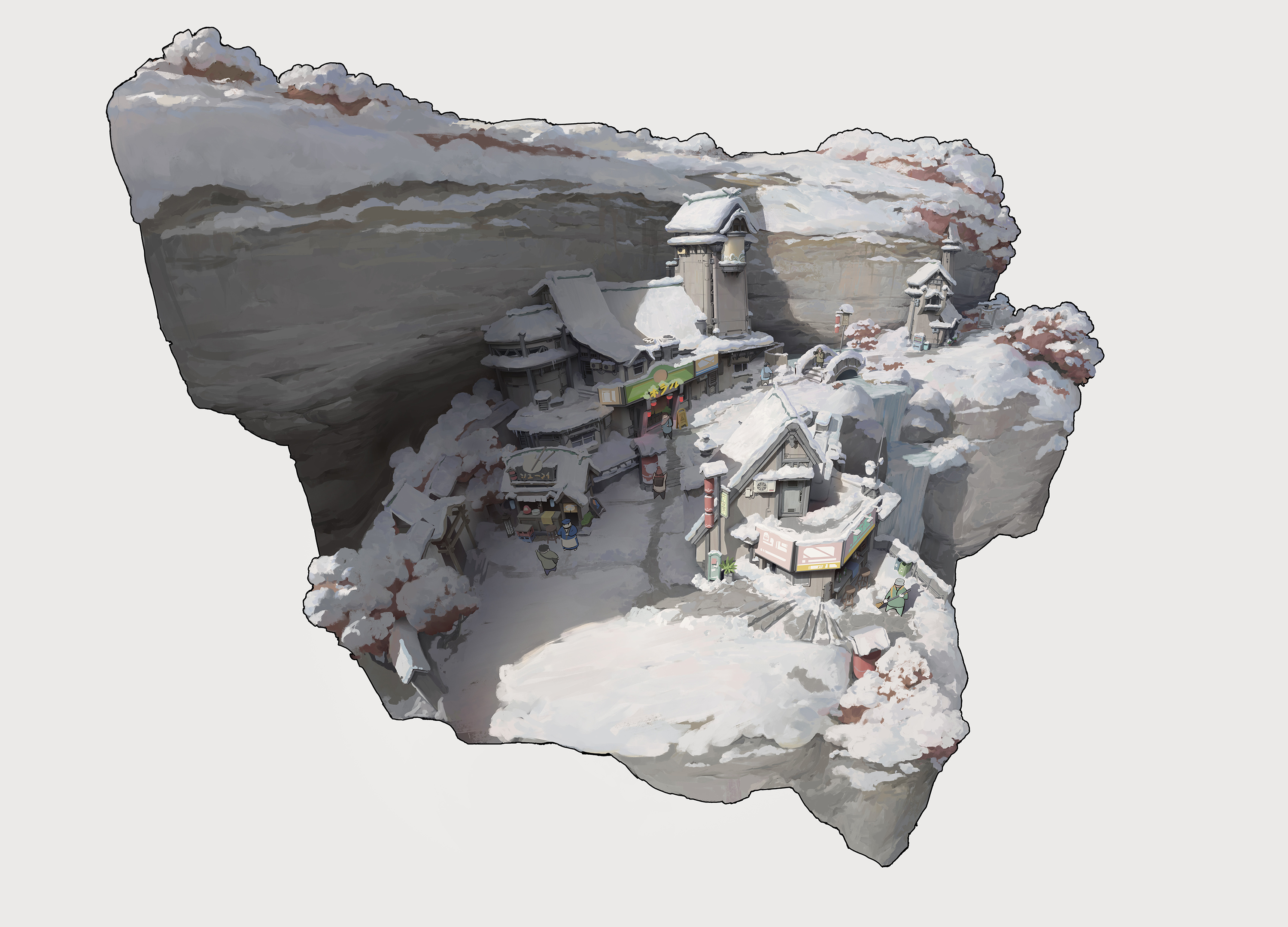 场景基础主讲&研修助讲陈克凡老师沙盘演示《雪镇》|插画|游戏原画|艺