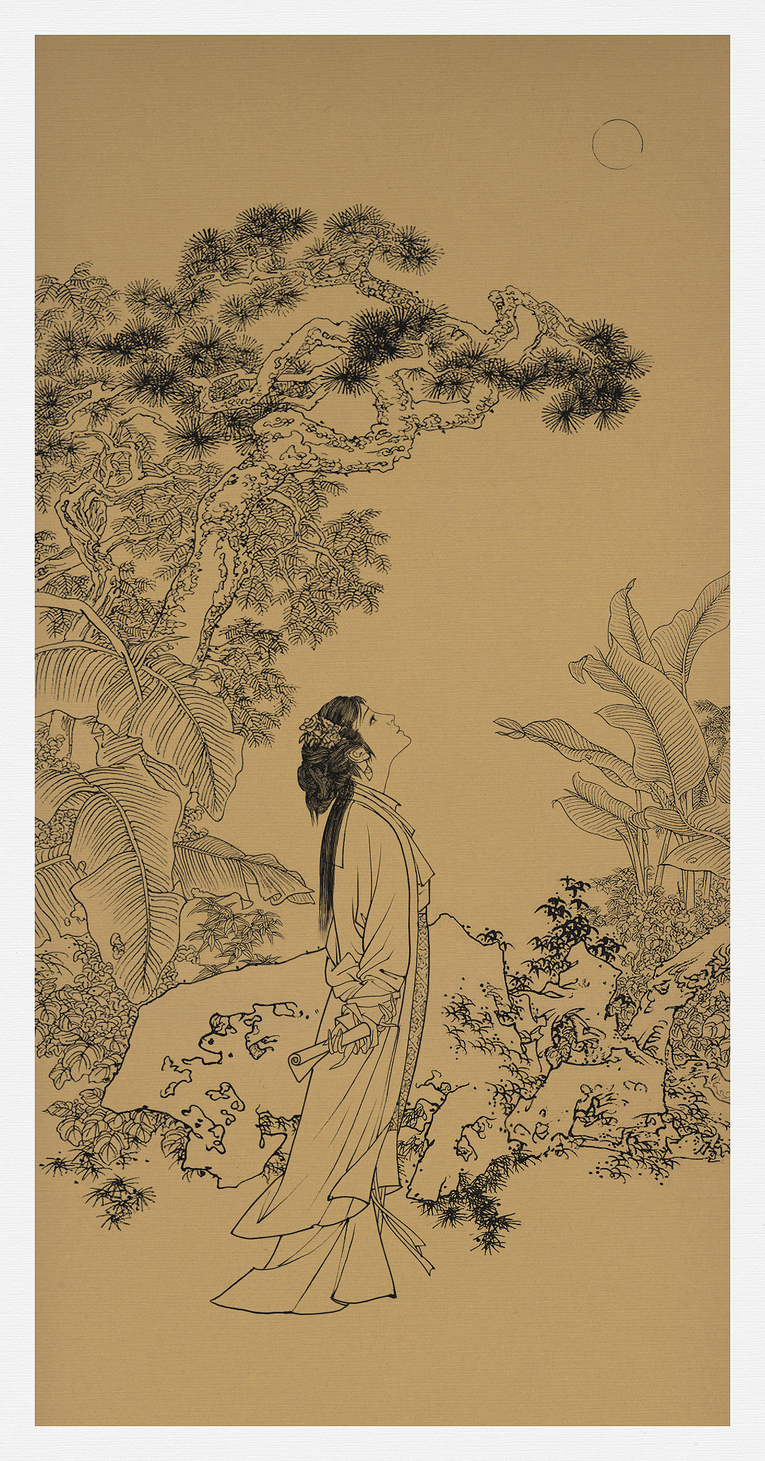 仿古工笔仕女图《长相思》