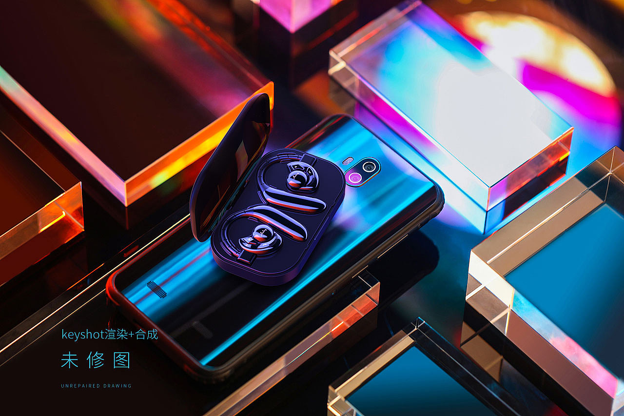 蓝牙耳机keyshot渲染合成图