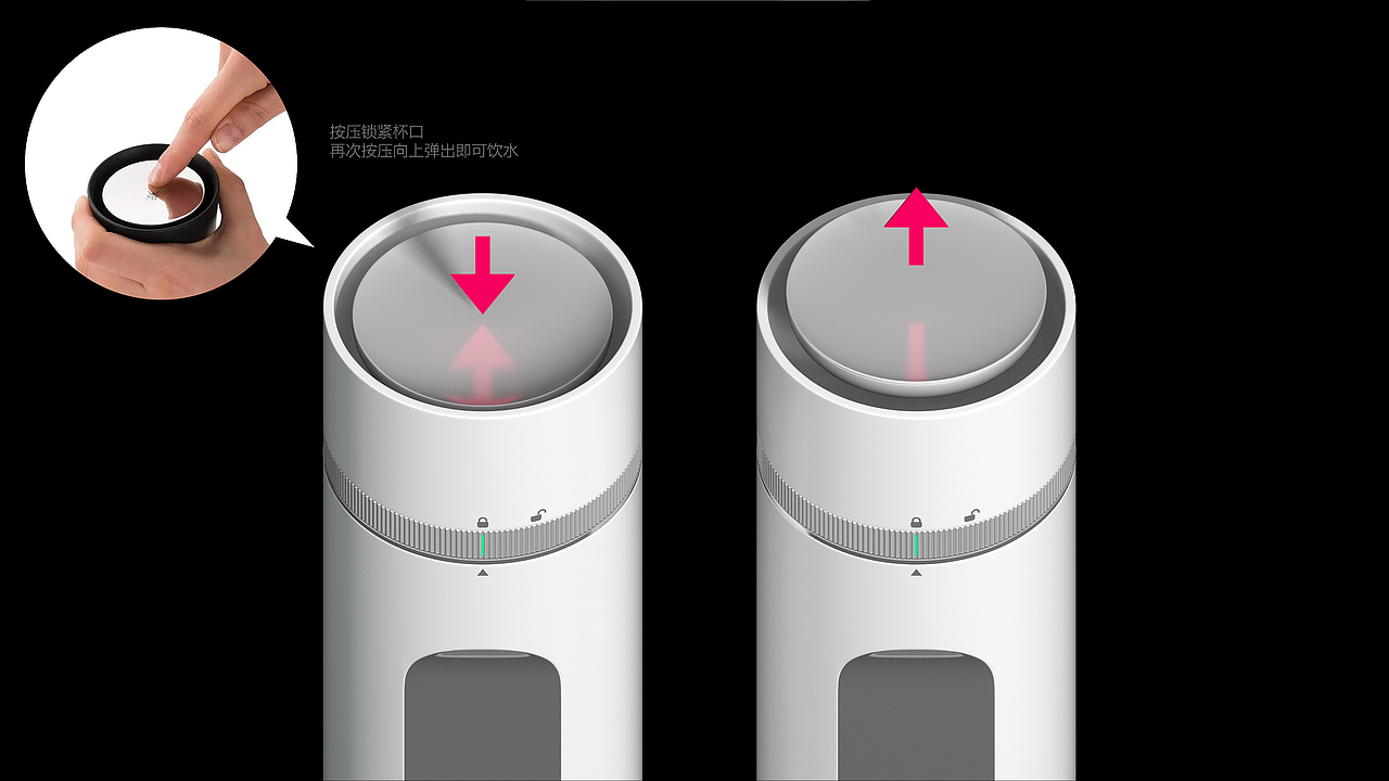 保温杯水杯快速开盖系统设计方案（图ZMTY2NTgwMDc2） - 生活用品 - 站酷设计师CHEVI原创素材 - 站酷ZCOOL
