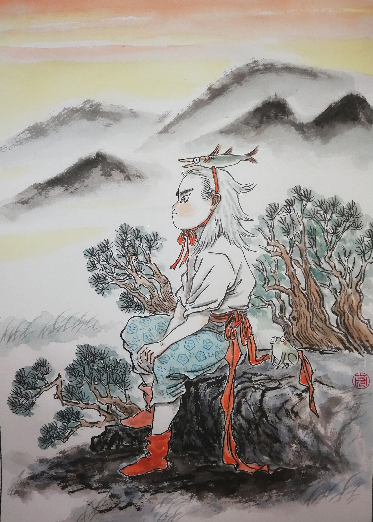 塑新斋潘纪坤手绘古风插画练习入秋