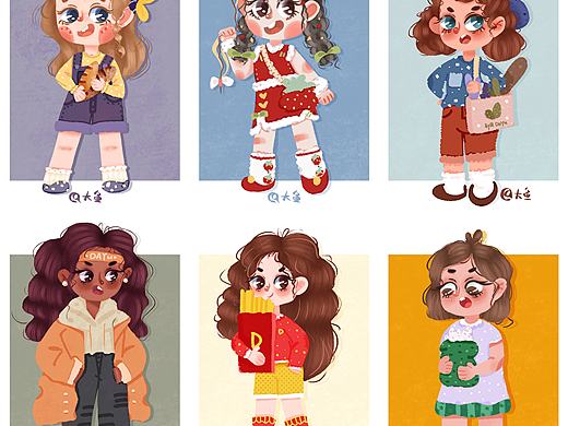 一些小女孩儿插（个人主页-ZNTU5MTAxMDA=） - 儿童插画 - 站酷设计师大鱼的插画世界原创素材 - 站酷ZCOOL