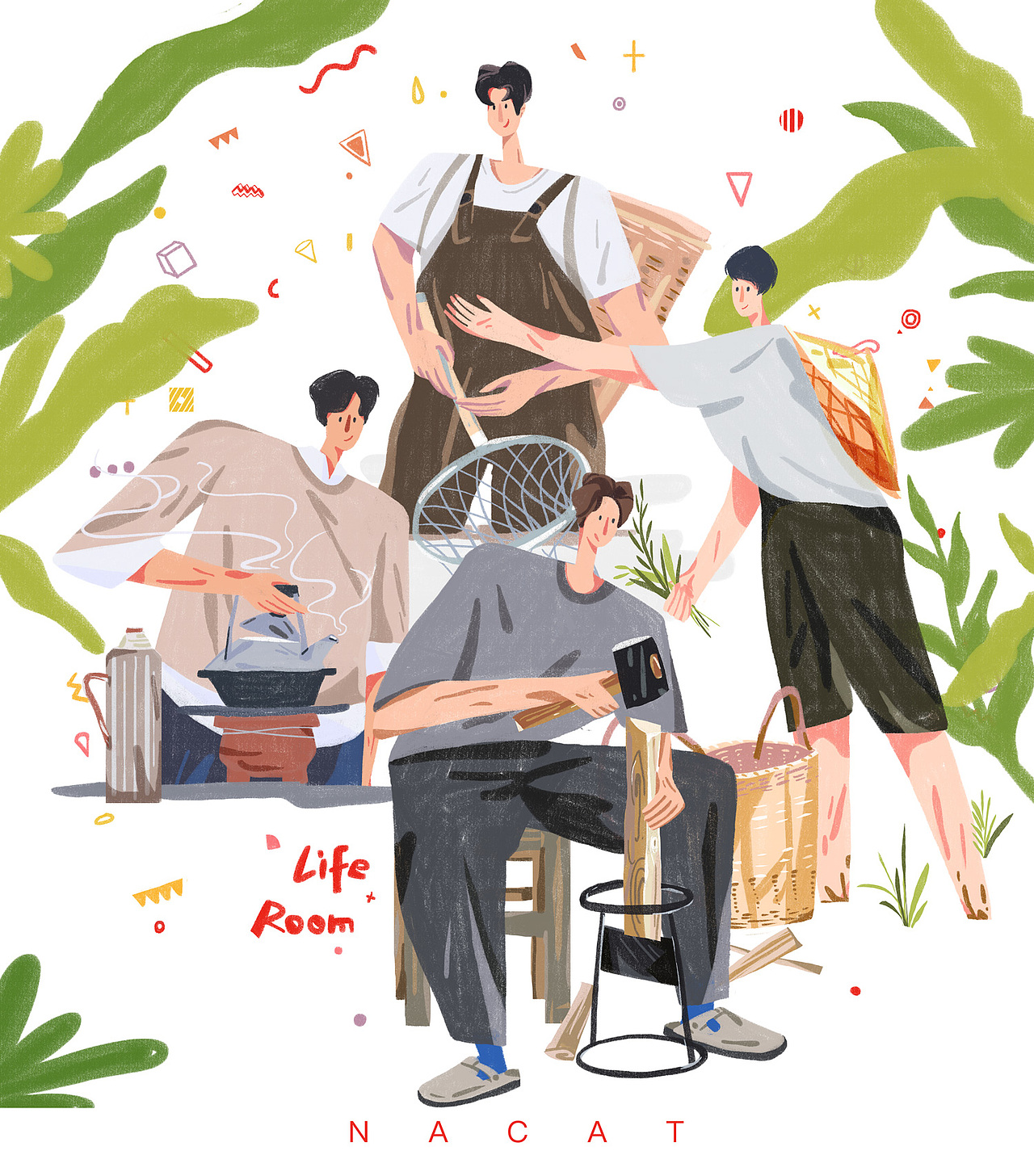 《向往的生活》综艺|插画|艺术插画|nacat瓜盗盗_原创作品-站酷zcool