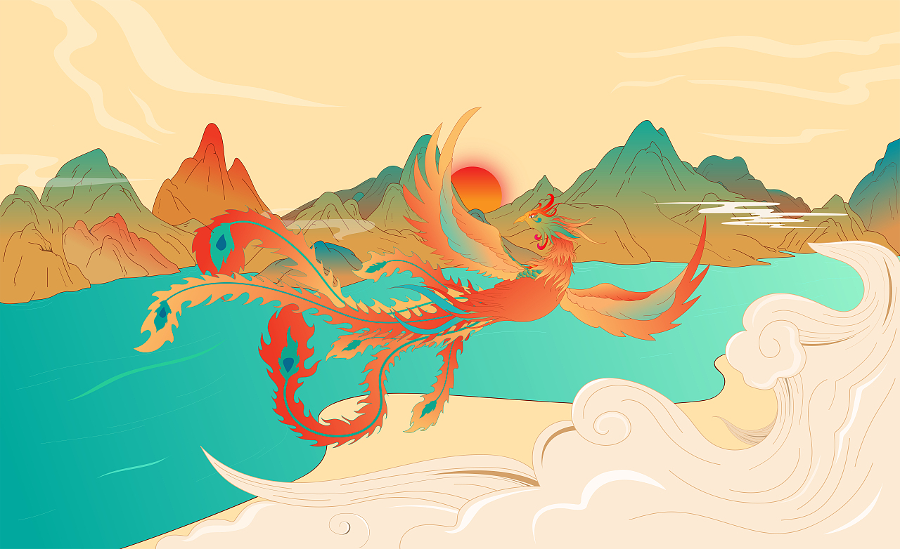 凤凰（图ZMjMyMzU5Mzc2） - 商业插画 - 站酷设计师熙画原创素材 - 站酷ZCOOL