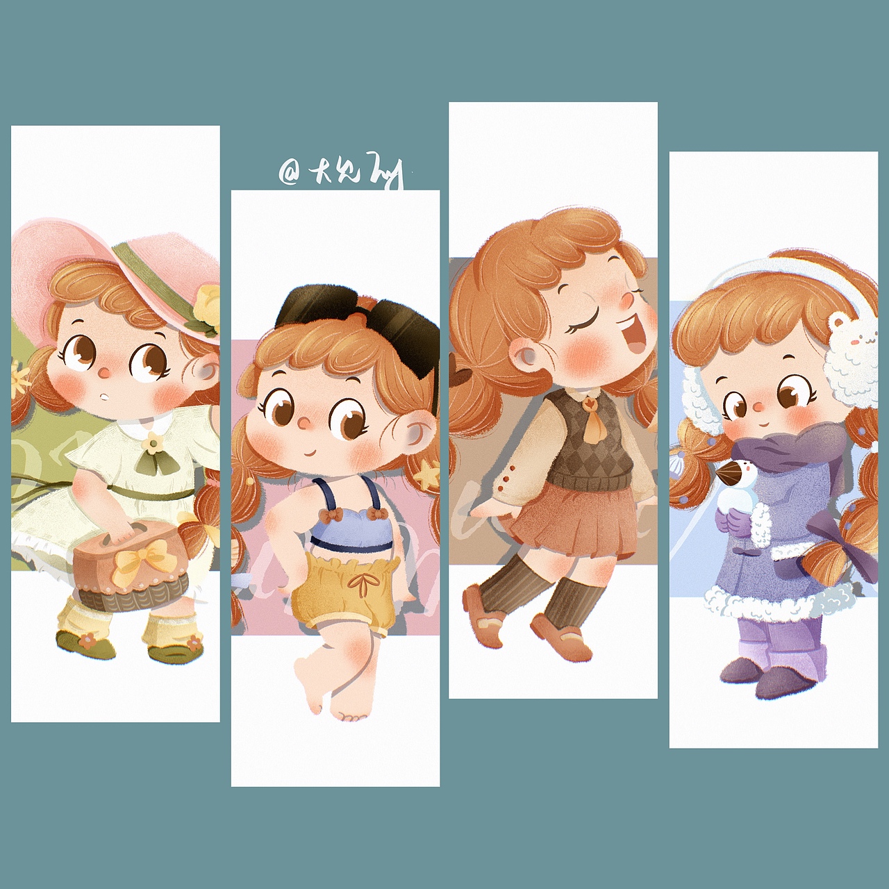 小啾啾的四季合集1-4（图ZMjgwMzQ1MTA4） - 儿童插画 - 站酷设计师大允lvy原创素材 - 站酷ZCOOL
