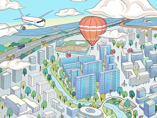 杭州中铁建·花语天境——手绘地图长卷