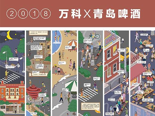 插画长图2018万科与青岛啤酒跨界长图