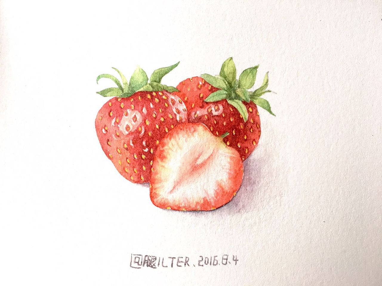 《草莓》中班水粉画 - 堆糖，美图壁纸兴趣社区