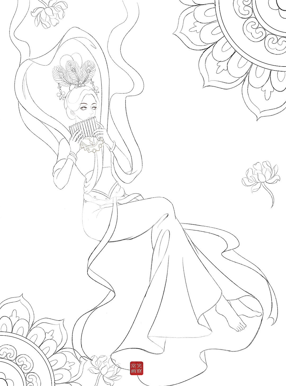 【质感古风】敦煌壁画-吹排萧飞天