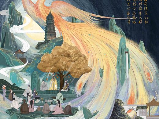 昆曲梧桐雨文化宣传插画