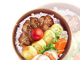 美食插画分享——鸡块盖饭