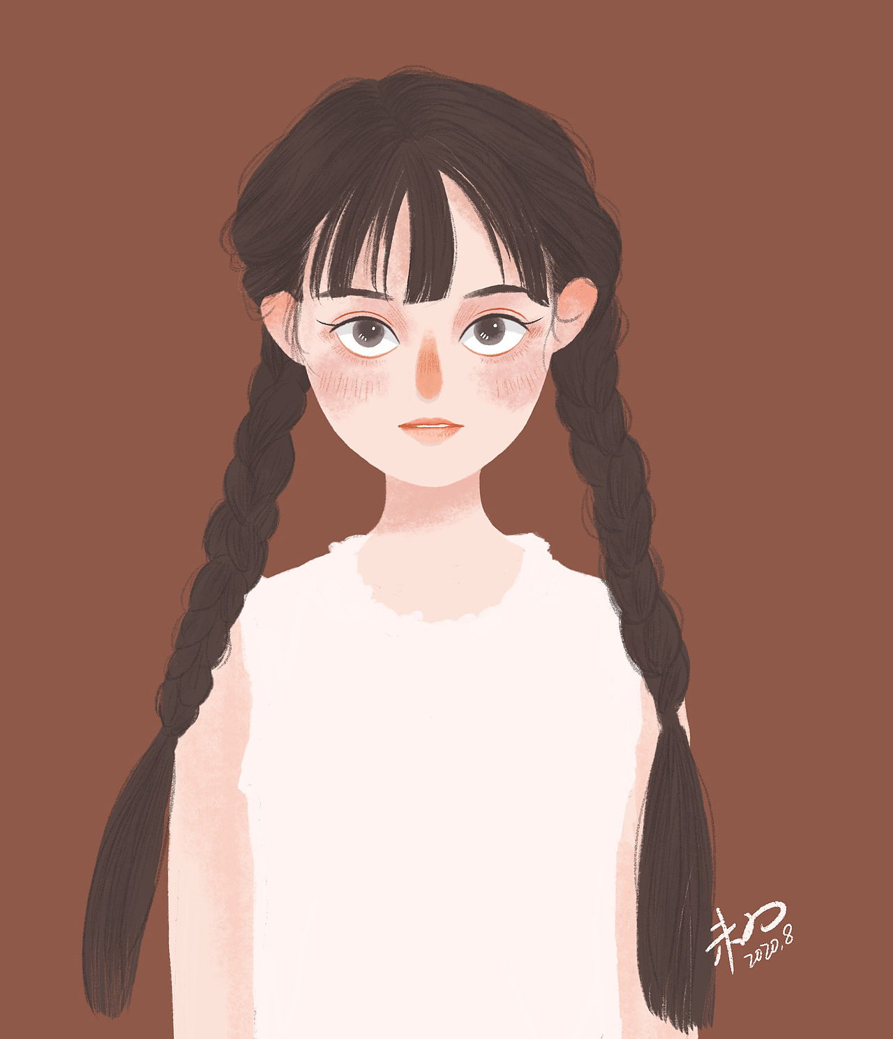 可爱温柔少女插画