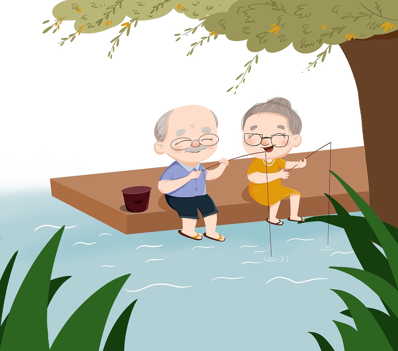 儿童插画—爷爷奶奶的爱情