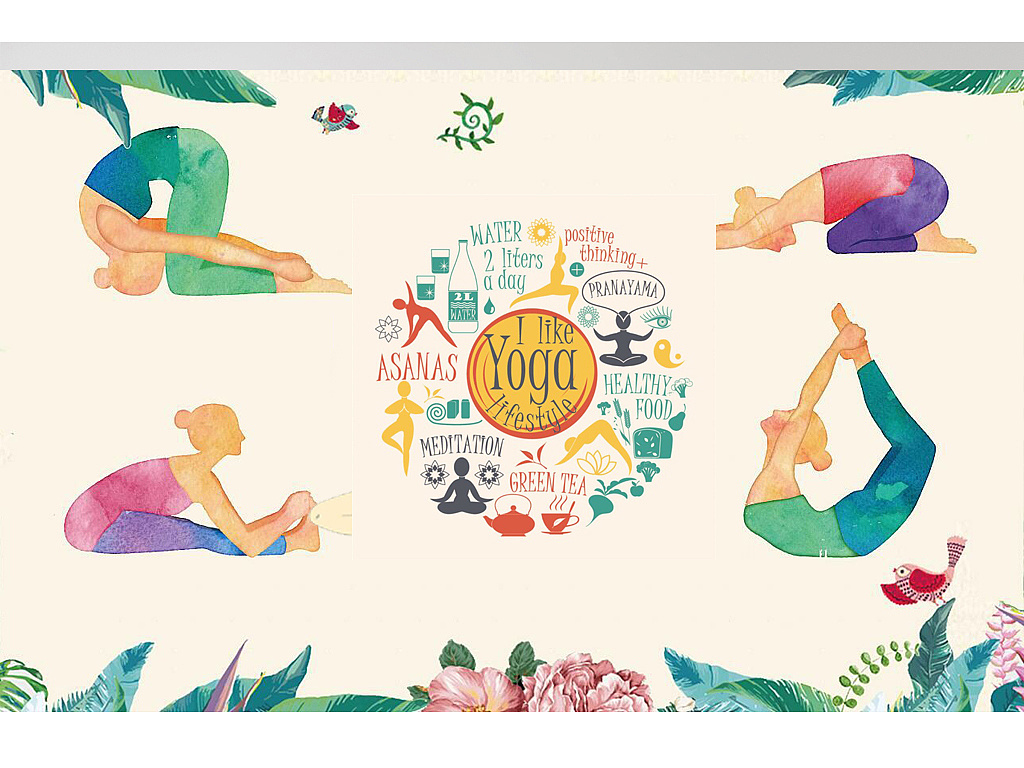 瑜伽馆墙绘的几个方案参考