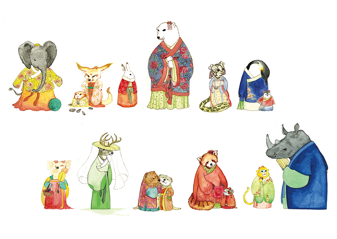 十二组汉服动物