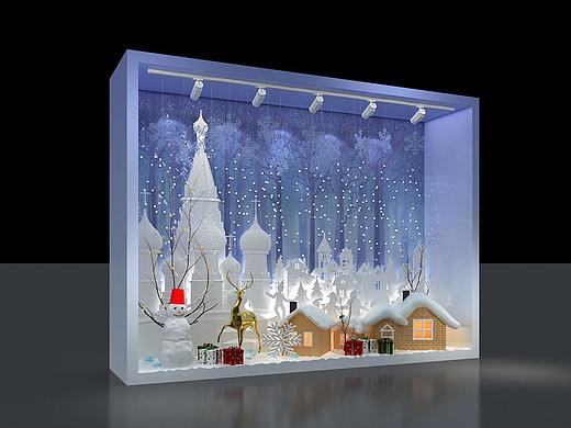 冬季创意城堡故事白蓝色3D效果图