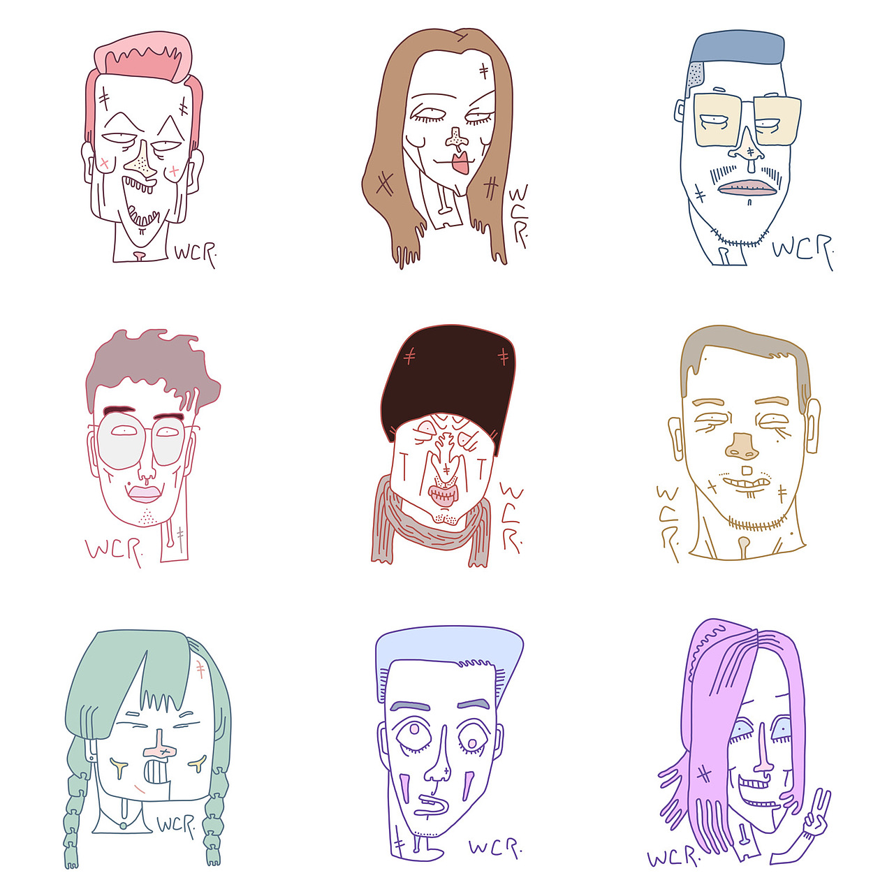 FaceDoodle/怪相涂鸦/丑叔WCR（图ZMTk3ODkxMjA0） - 新锐潮流插画 - 站酷设计师王晨睿原创素材 - 站酷ZCOOL