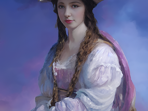 #AI创作实验室#一个古风少女，穿着华丽的紫色衣服